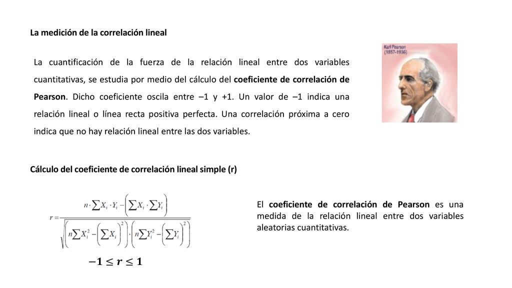 −𝟏≤𝒓≤𝟏 La medición de la correlación lineal