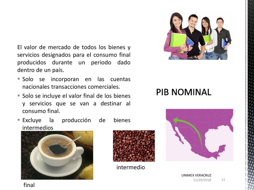El valor de mercado de todos los bienes y servicios designados para el consumo final producidos durante un periodo dado dentro de un país.