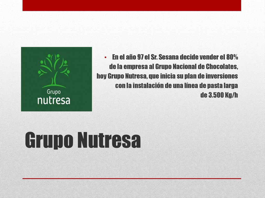 Grupo Nutresa En el año 97 el Sr. Sesana decide vender el 80%