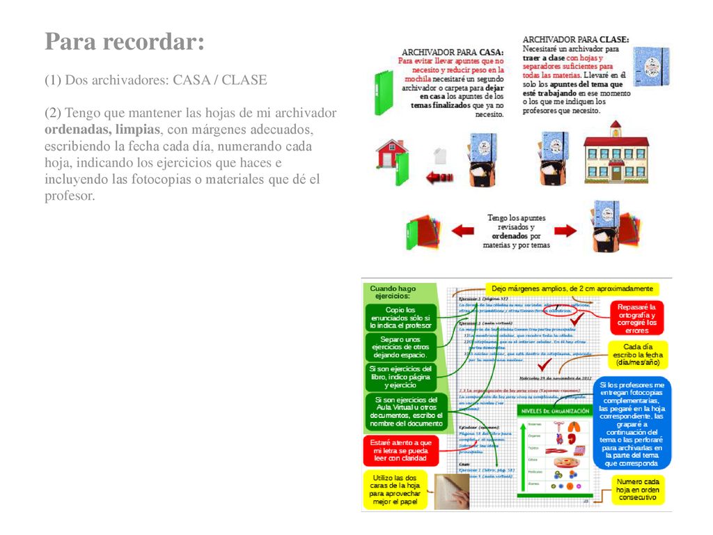 Para recordar: Dos archivadores: CASA / CLASE