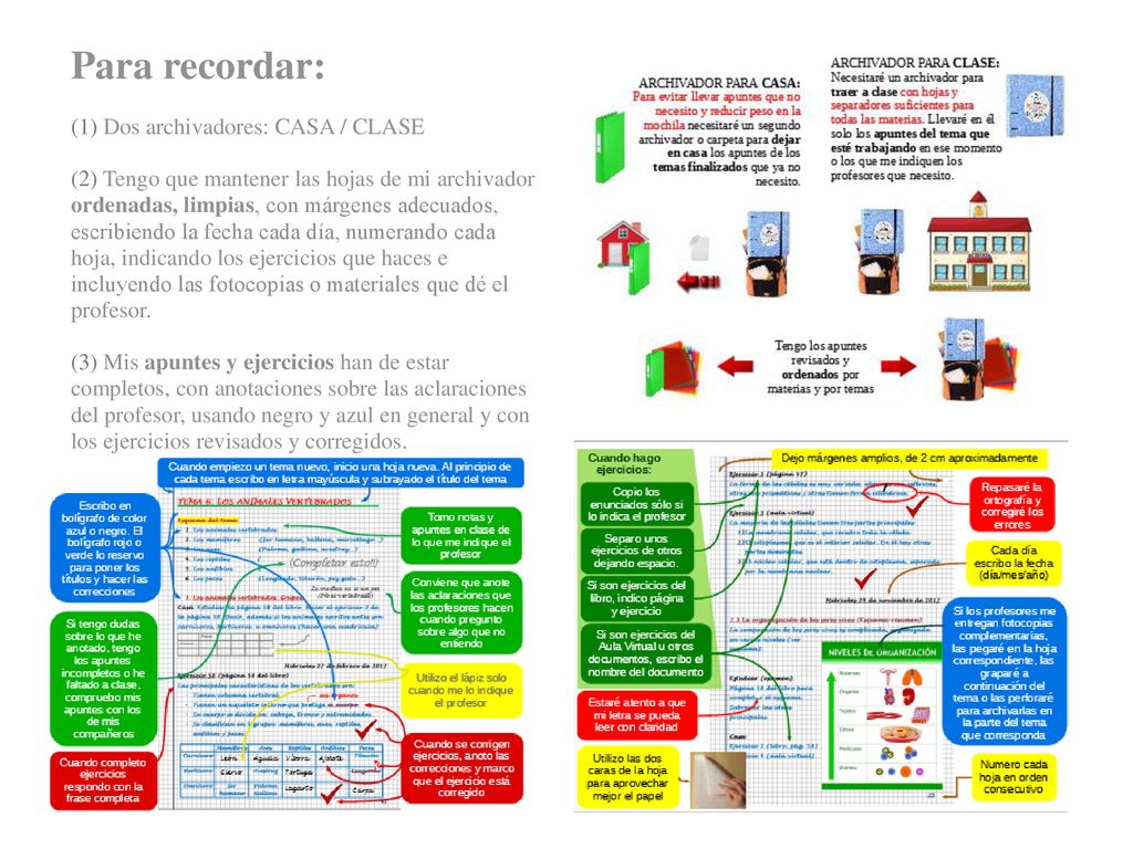 Para recordar: Dos archivadores: CASA / CLASE