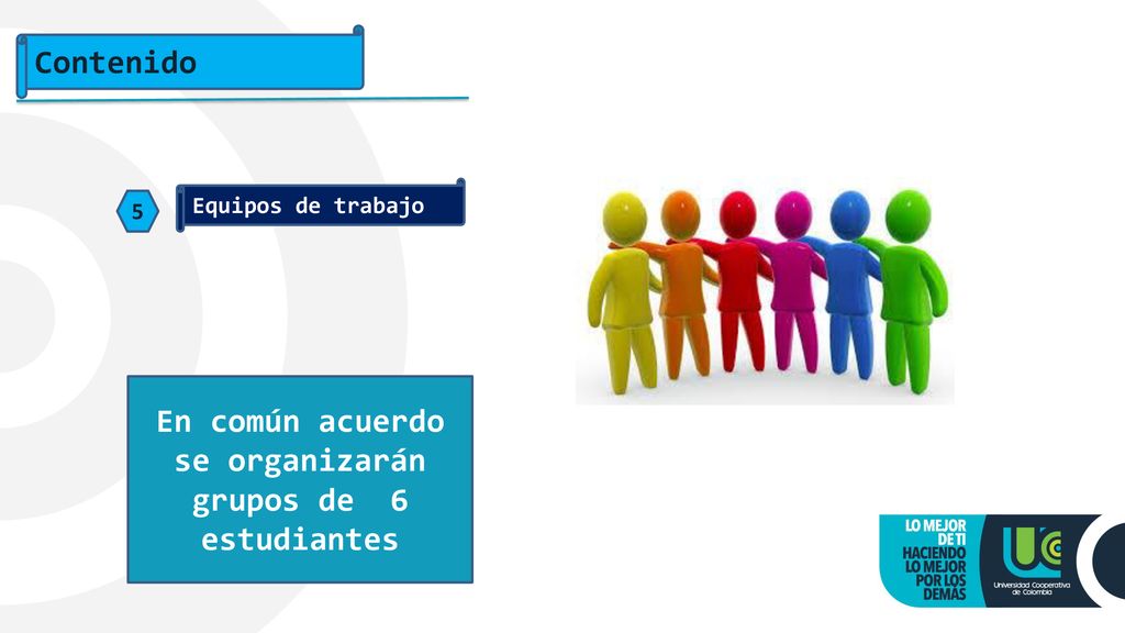 En común acuerdo se organizarán grupos de 6 estudiantes