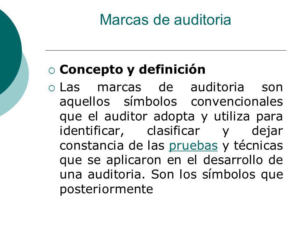 Marcas de auditoria Concepto y definición