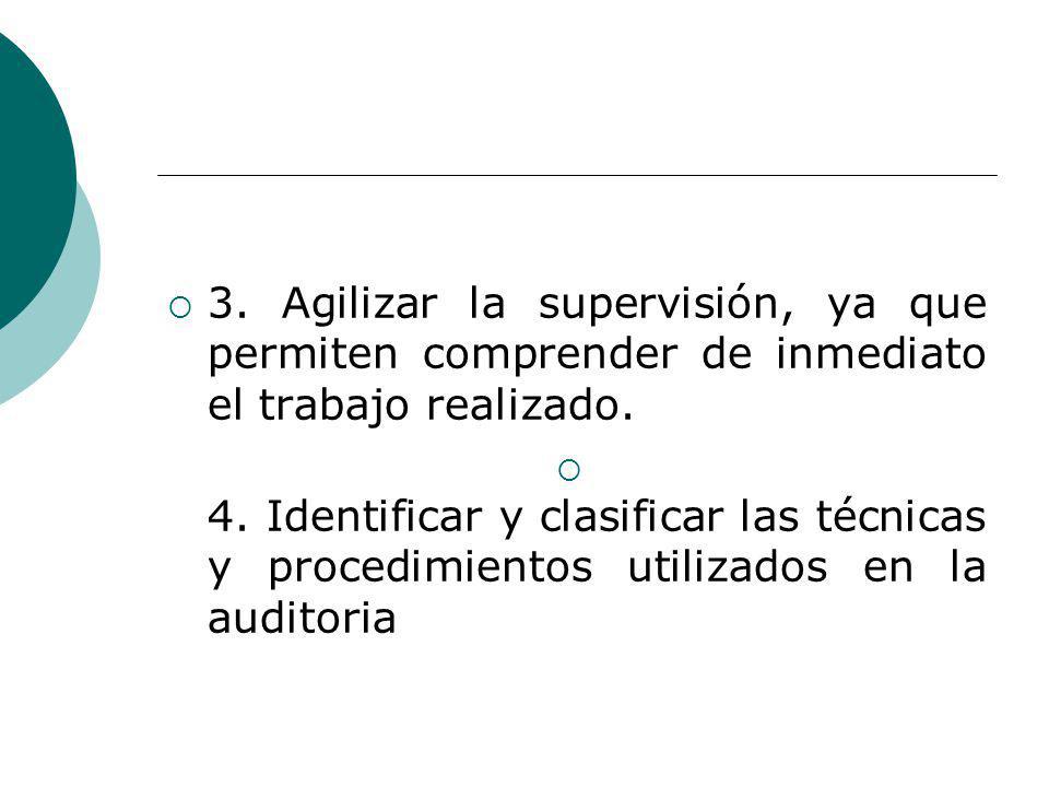 3. Agilizar la supervisión, ya que permiten comprender de inmediato el trabajo realizado.