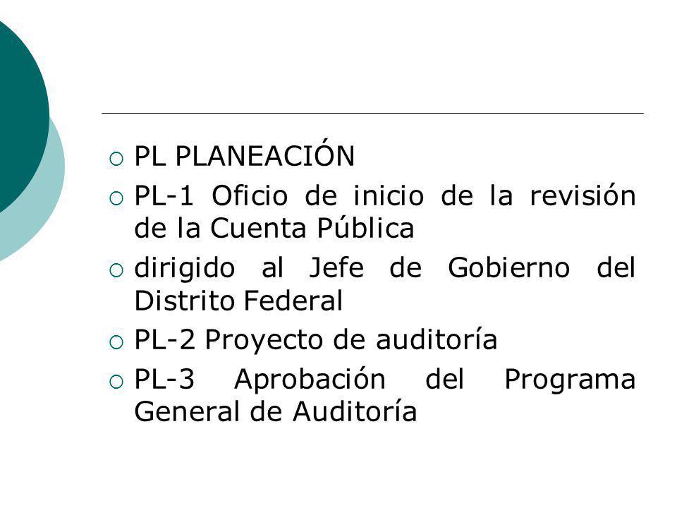PL PLANEACIÓN PL-1 Oficio de inicio de la revisión de la Cuenta Pública. dirigido al Jefe de Gobierno del Distrito Federal.
