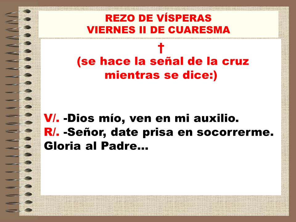 (se hace la señal de la cruz mientras se dice:)