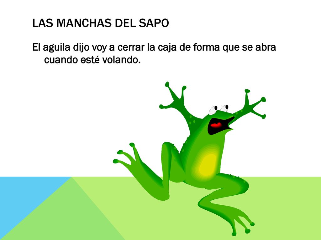 Las manchas del sapo El aguila dijo voy a cerrar la caja de forma que se abra cuando esté volando.