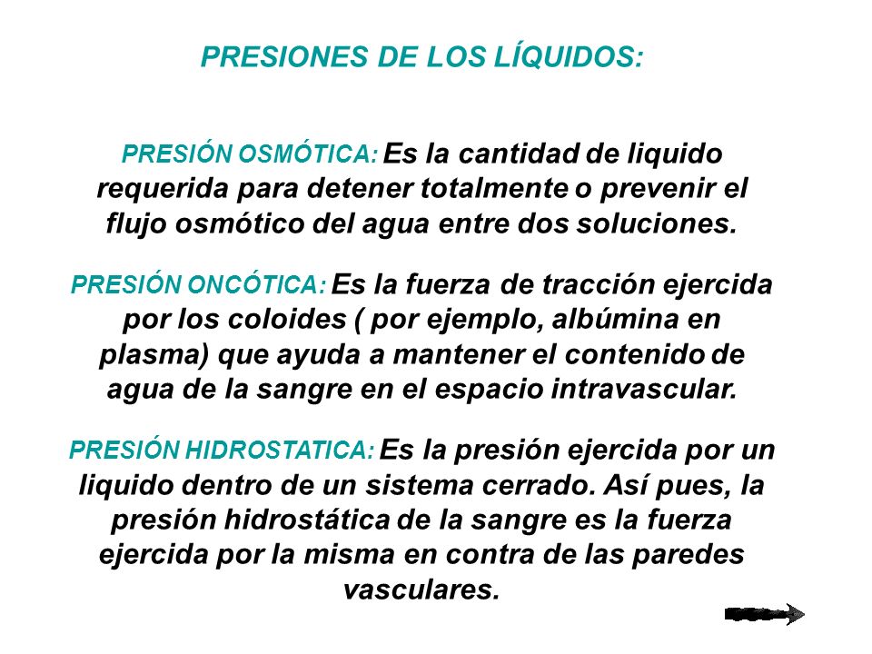 PRESIONES DE LOS LÍQUIDOS: