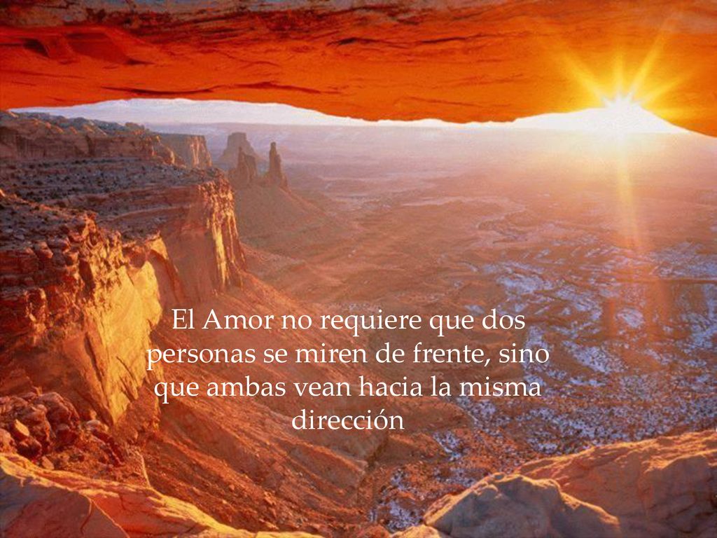 El Amor no requiere que dos personas se miren de frente, sino que ambas vean hacia la misma dirección