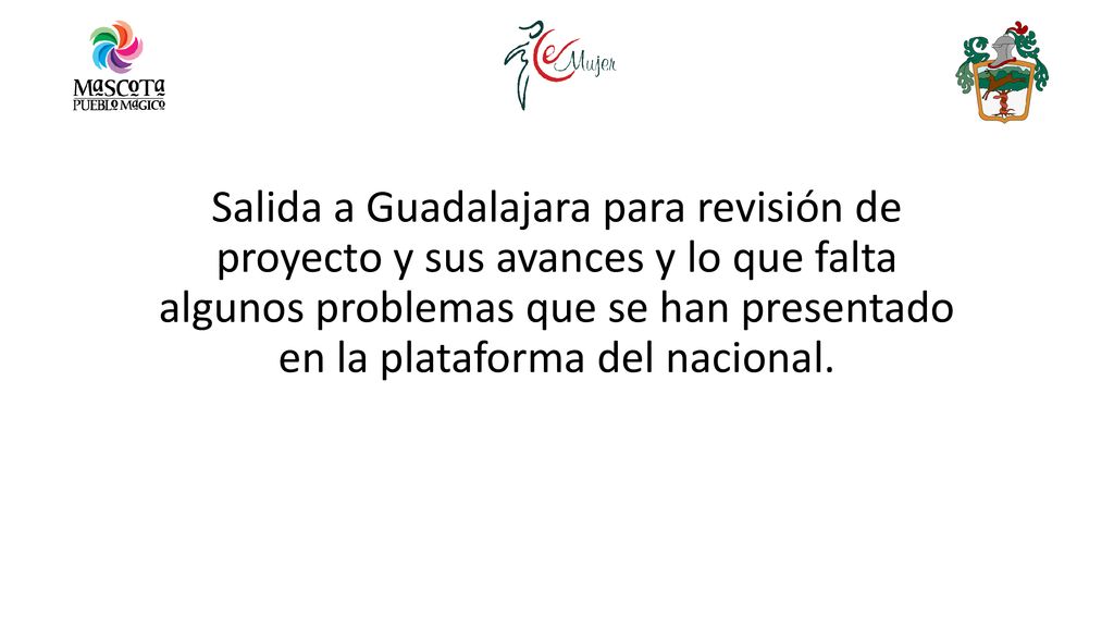 Salida a Guadalajara para revisión de proyecto y sus avances y lo que falta algunos problemas que se han presentado en la plataforma del nacional.