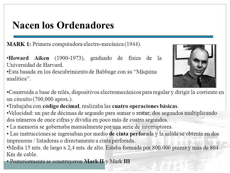 Nacen los Ordenadores MARK 1: Primera computadora electro-mecánica (1944).
