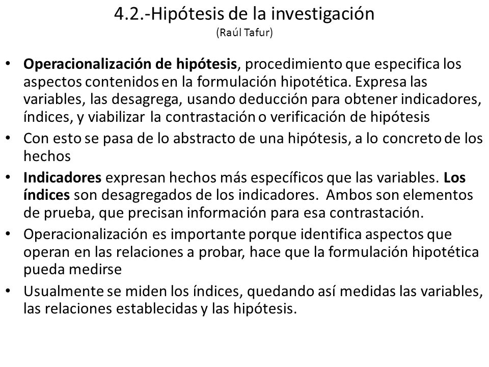 4.2.-Hipótesis de la investigación (Raúl Tafur)