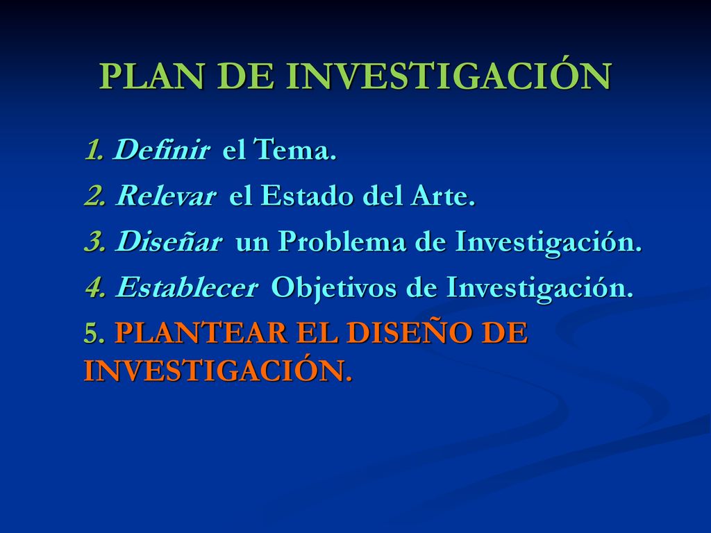 PLAN DE INVESTIGACIÓN Definir el Tema. Relevar el Estado del Arte.