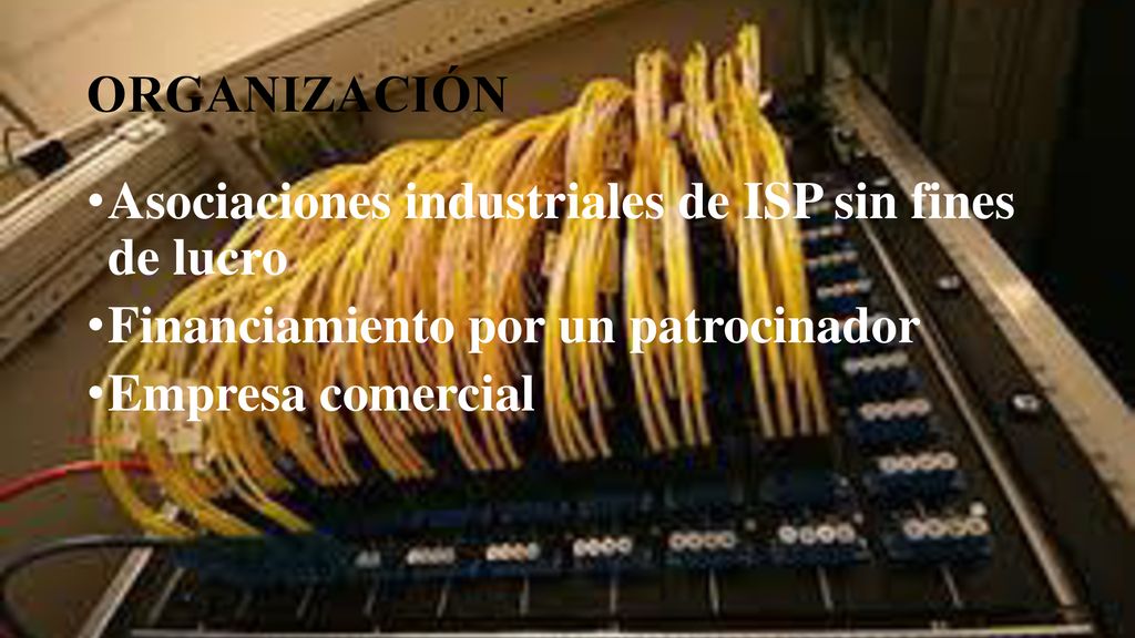 ORGANIZACIÓN Asociaciones industriales de ISP sin fines de lucro. Financiamiento por un patrocinador.