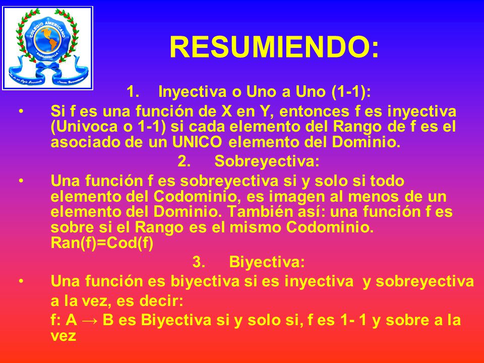 Inyectiva o Uno a Uno (1-1):