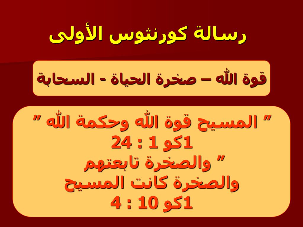 قوة الله – صخرة الحياة - السحابة المسيح قوة الله وحكمة الله