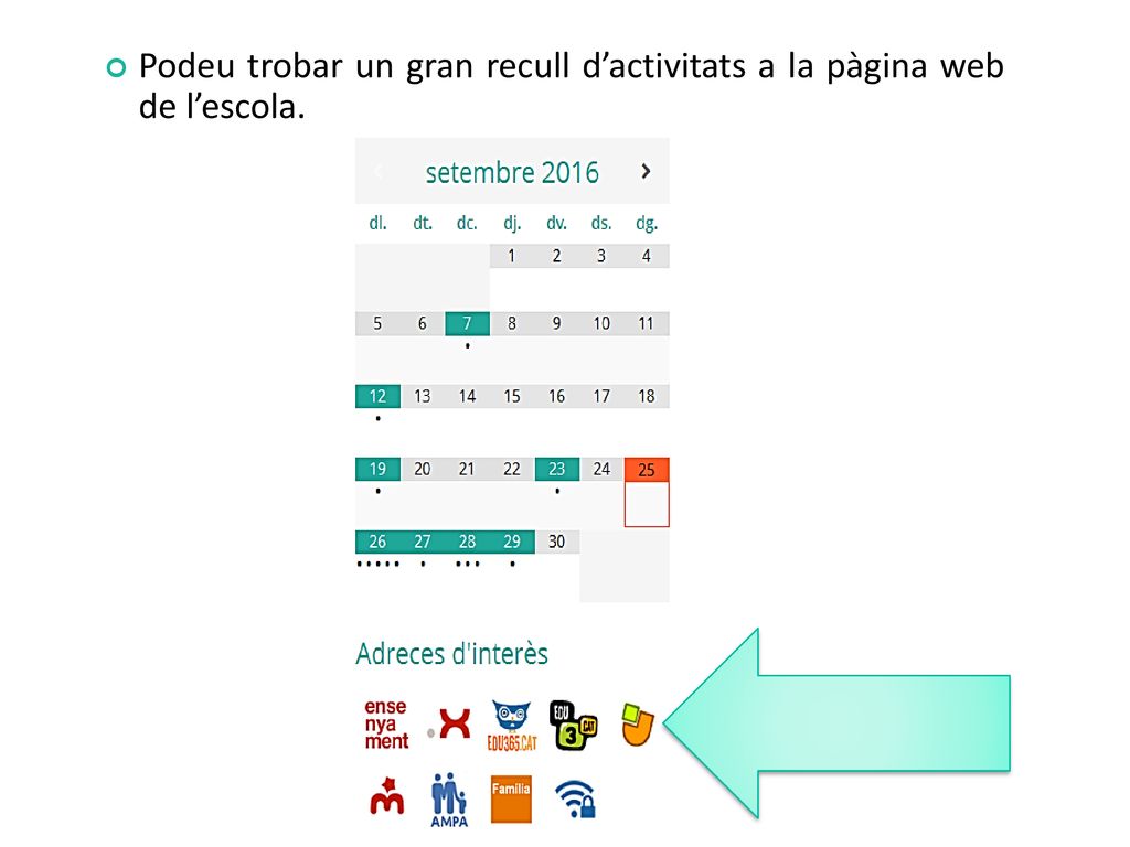 Podeu trobar un gran recull d’activitats a la pàgina web de l’escola.