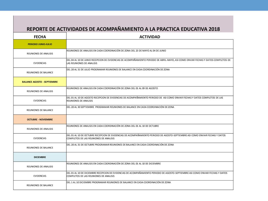 REPORTE DE ACTIVIDADES DE ACOMPAÑAMIENTO A LA PRACTICA EDUCATIVA 2018