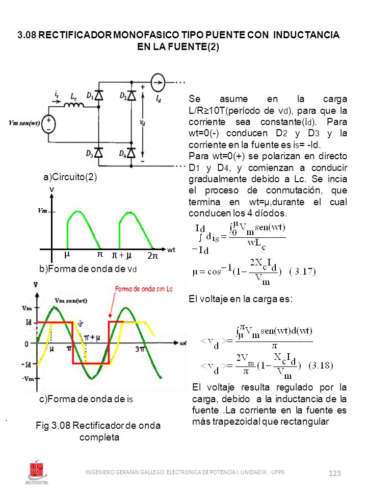 3.08 RECTIFICADOR MONOFASICO TIPO PUENTE CON INDUCTANCIA