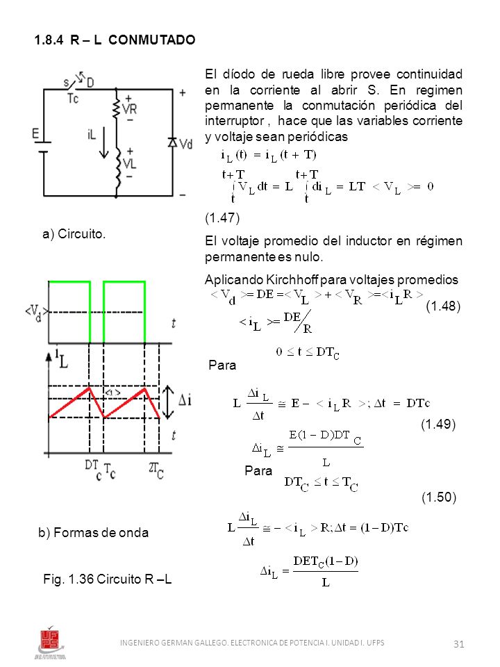INGENIERO GERMAN GALLEGO. ELECTRONICA DE POTENCIA I. UNIDAD I. UFPS