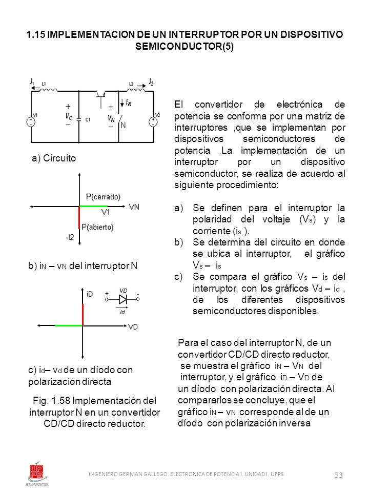 INGENIERO GERMAN GALLEGO. ELECTRONICA DE POTENCIA I. UNIDAD I. UFPS
