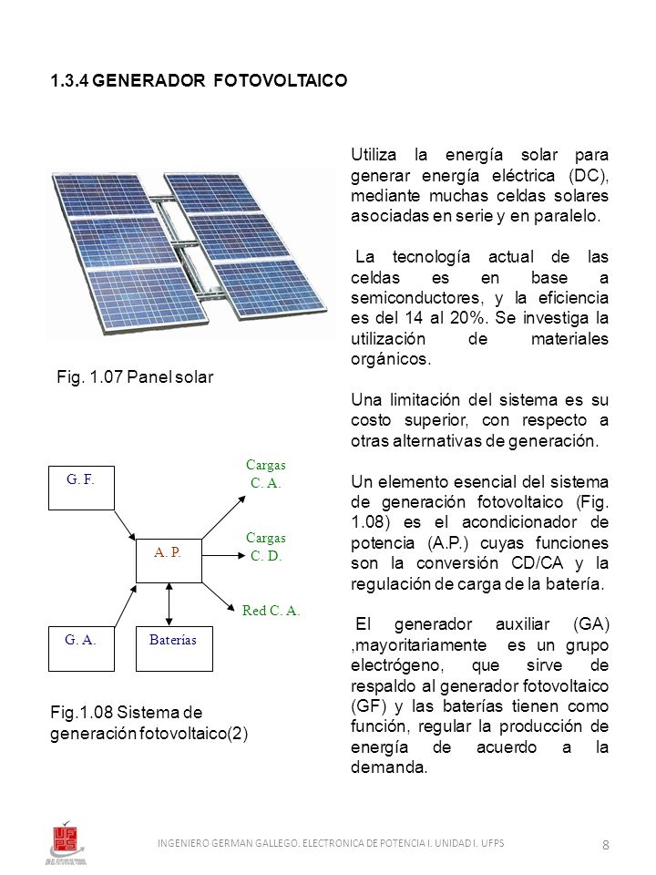 INGENIERO GERMAN GALLEGO. ELECTRONICA DE POTENCIA I. UNIDAD I. UFPS