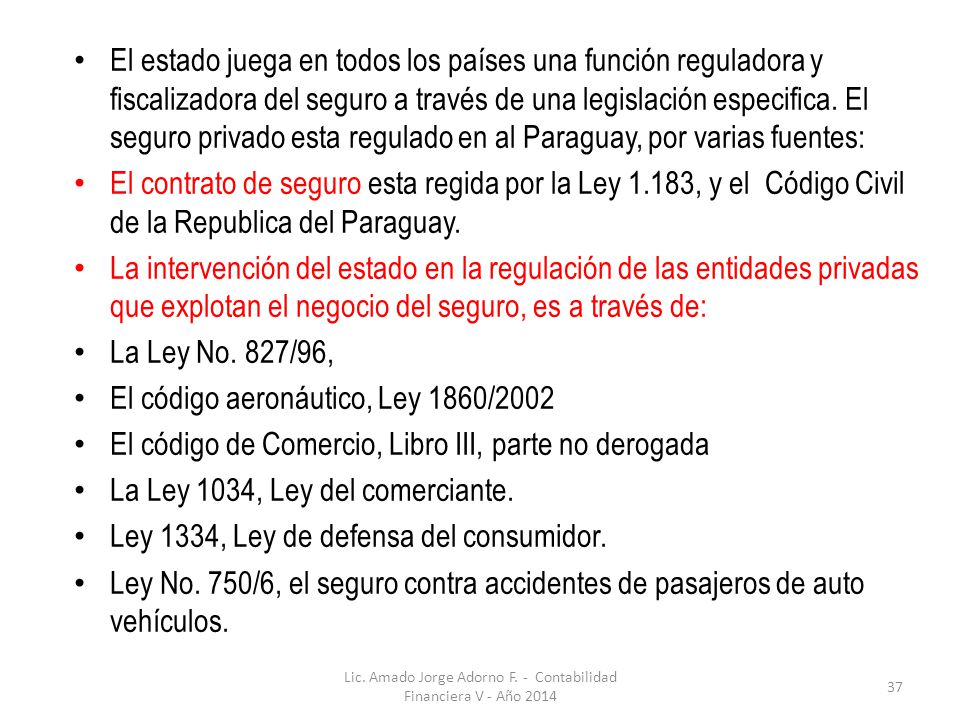 Lic. Amado Jorge Adorno F. - Contabilidad Financiera V - Año 2014