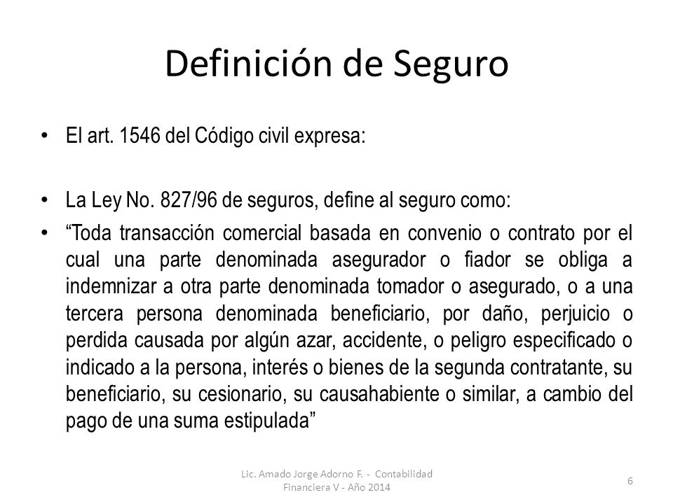 Lic. Amado Jorge Adorno F. - Contabilidad Financiera V - Año 2014