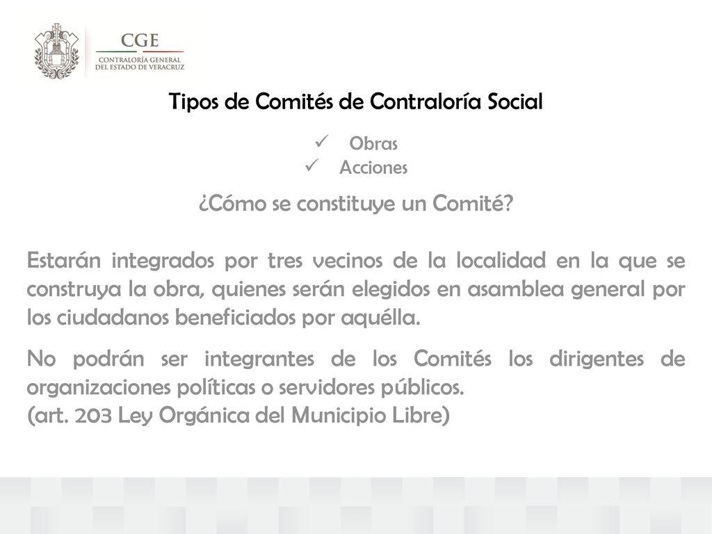 Tipos de Comités de Contraloría Social