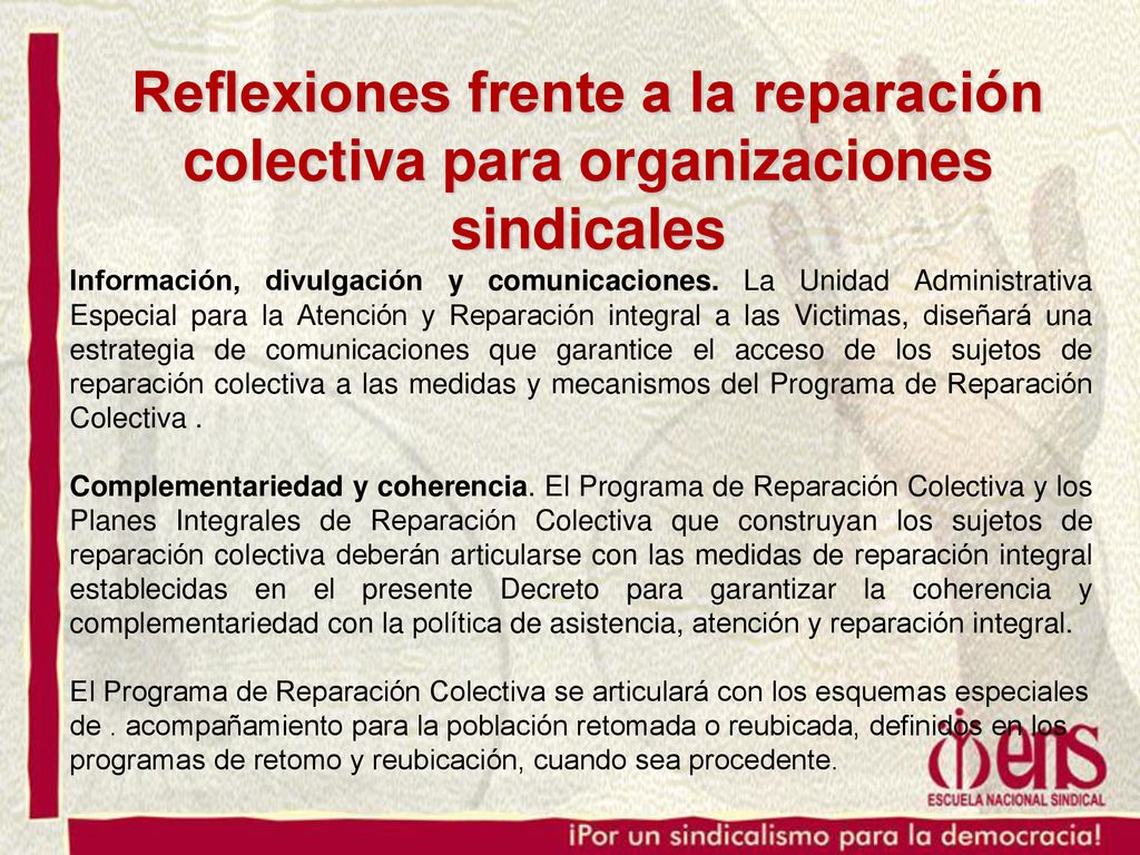 Reflexiones frente a la reparación colectiva para organizaciones sindicales