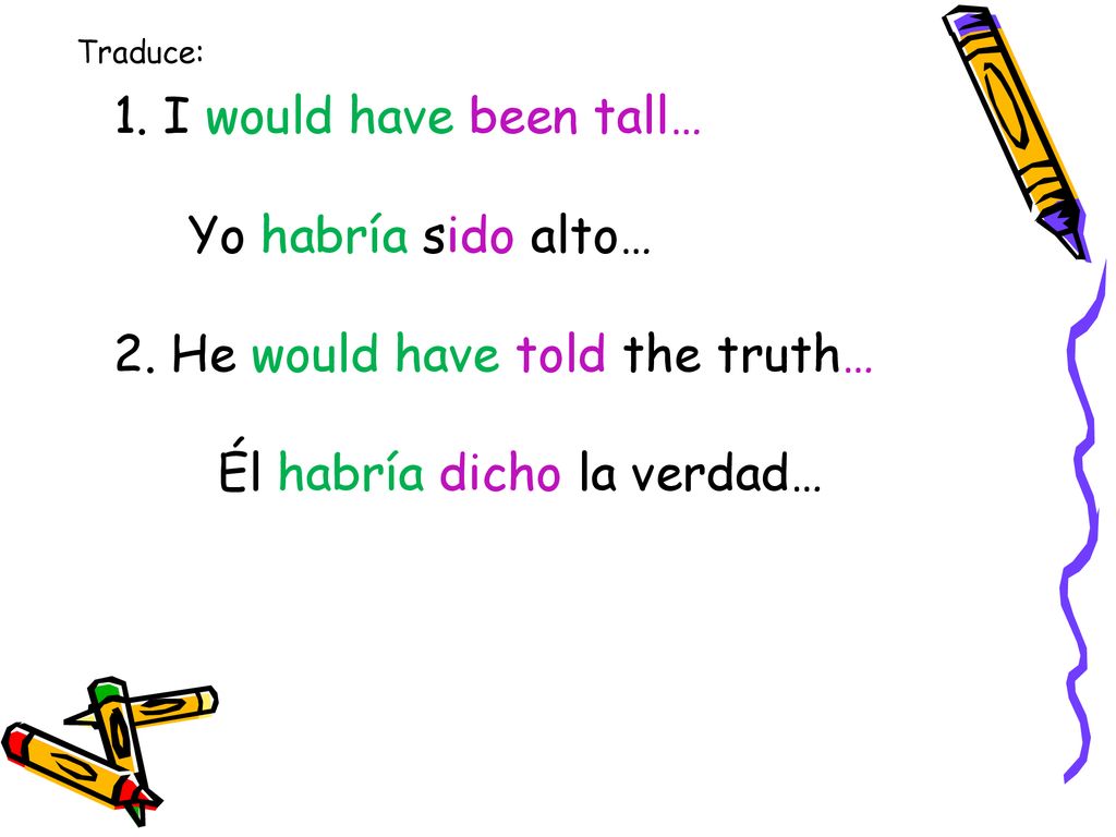 2. He would have told the truth… Él habría dicho la verdad…