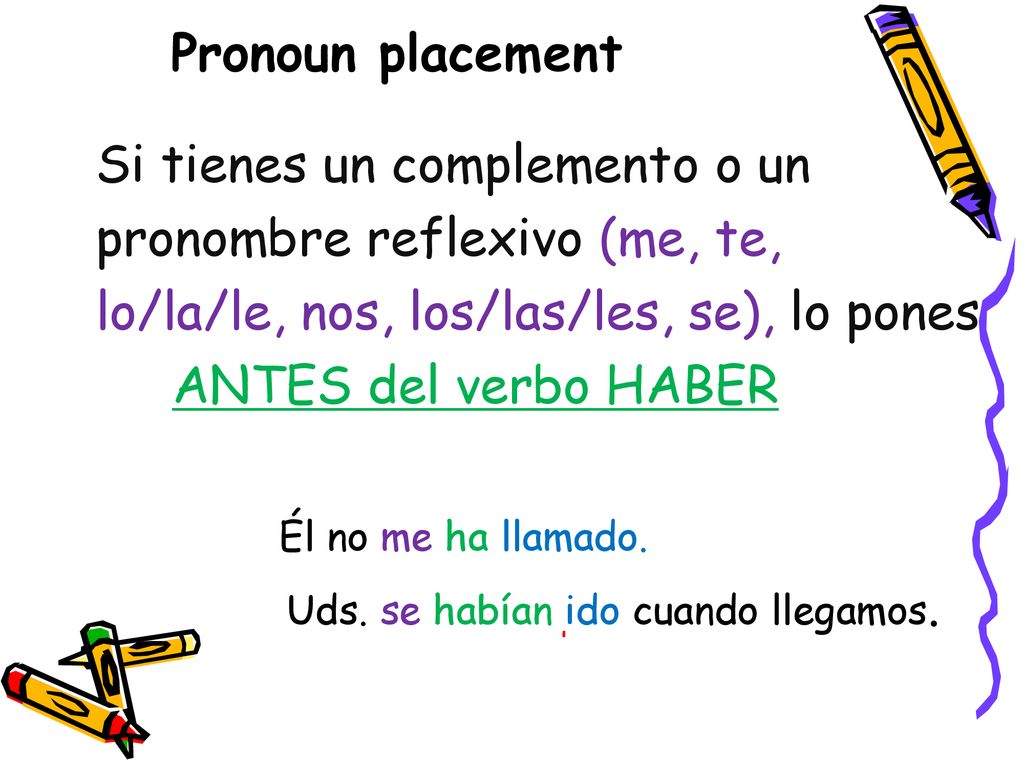 Si tienes un complemento o un pronombre reflexivo (me, te,