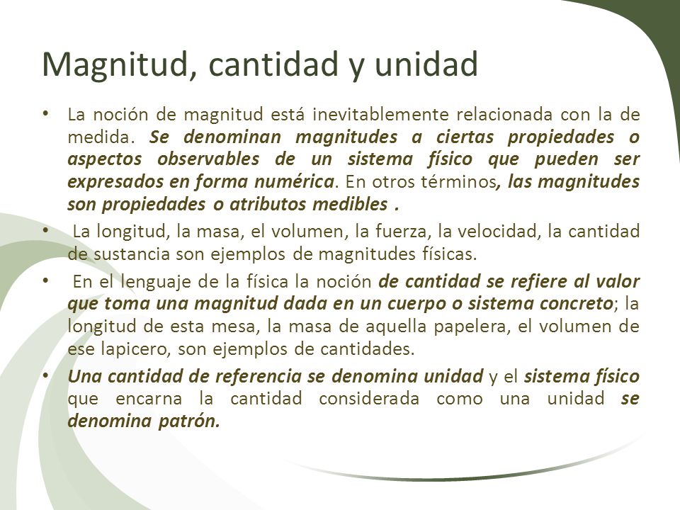 Magnitud, cantidad y unidad