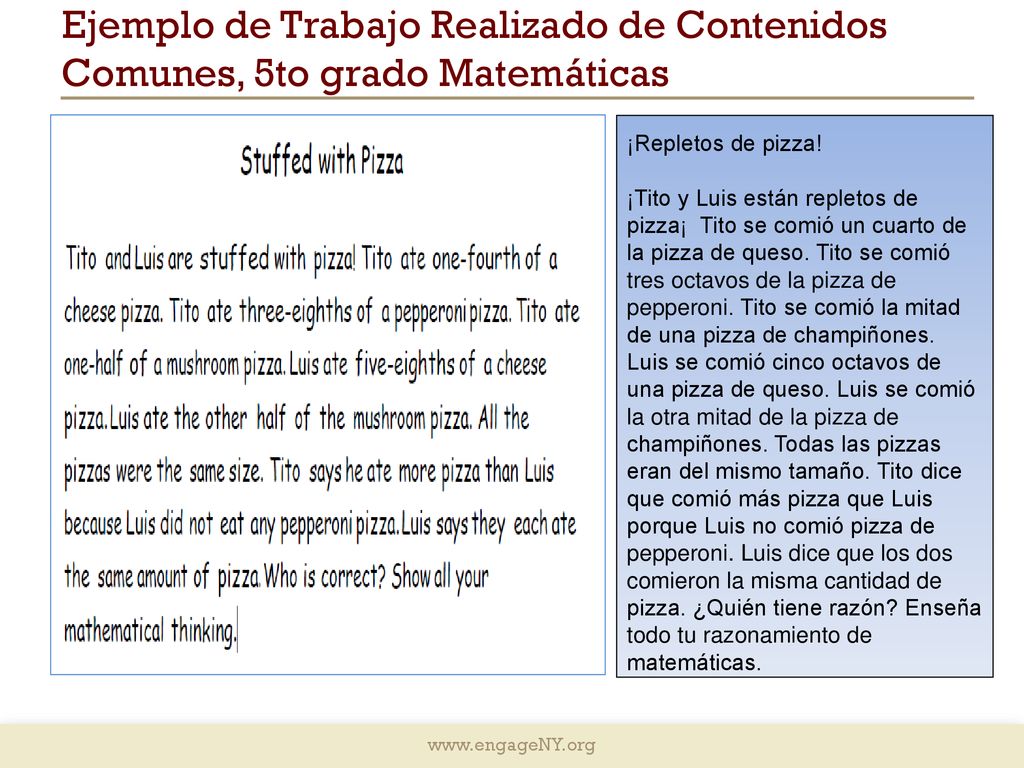 Ejemplo de Trabajo Realizado de Contenidos Comunes, 5to grado Matemáticas