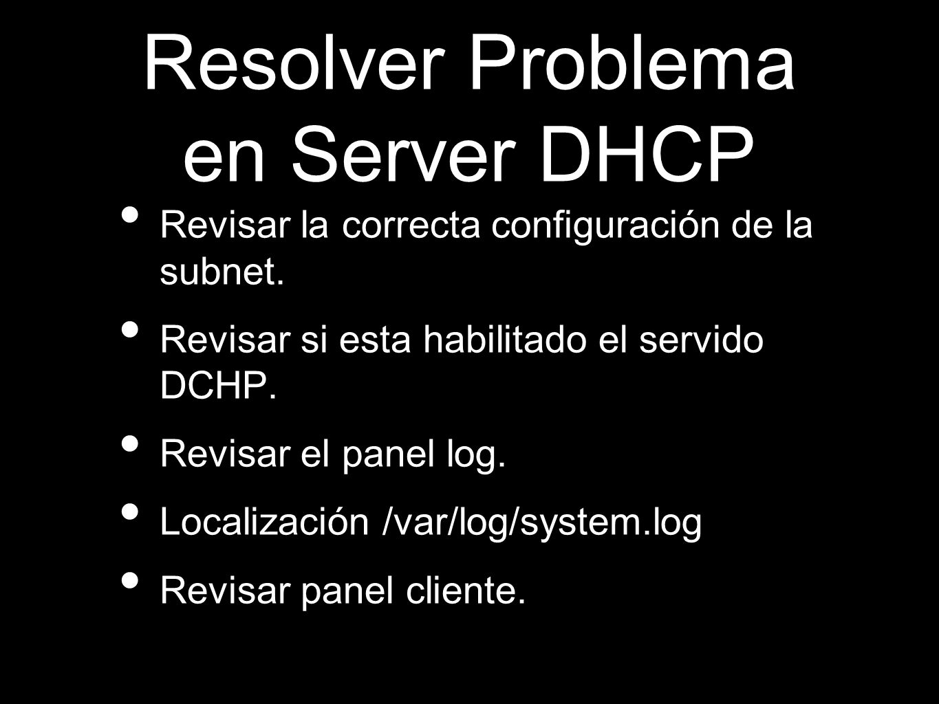 Resolver Problema en Server DHCP