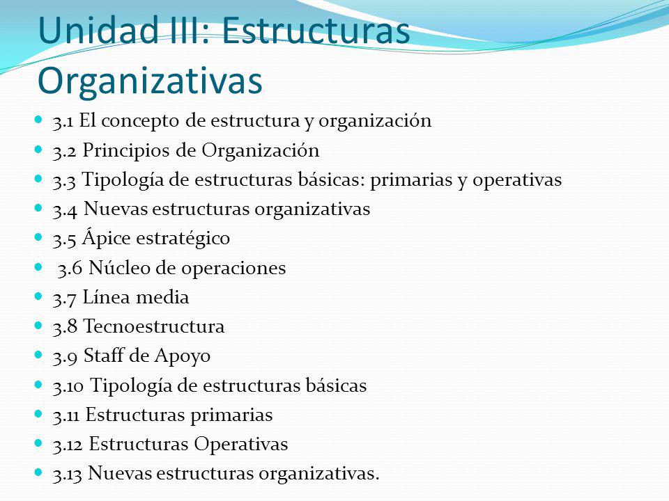 Unidad III: Estructuras Organizativas