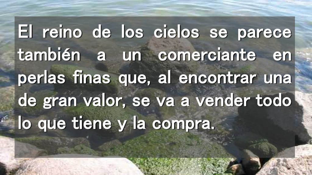 El reino de los cielos se parece también a un comerciante en perlas finas que, al encontrar una de gran valor, se va a vender todo lo que tiene y la compra.