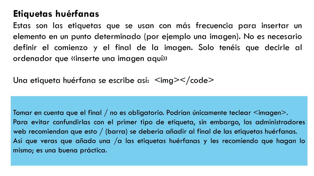Etiquetas huérfanas