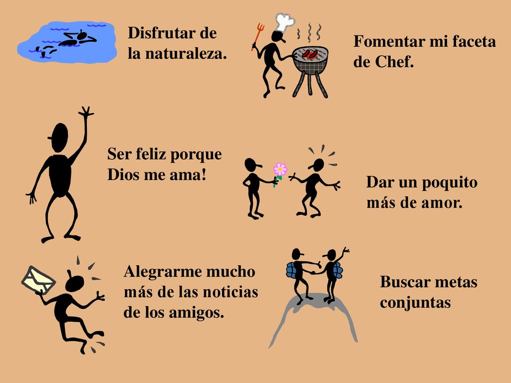 Disfrutar de la naturaleza. Fomentar mi faceta. de Chef. Ser feliz porque. Dios me ama! Dar un poquito.
