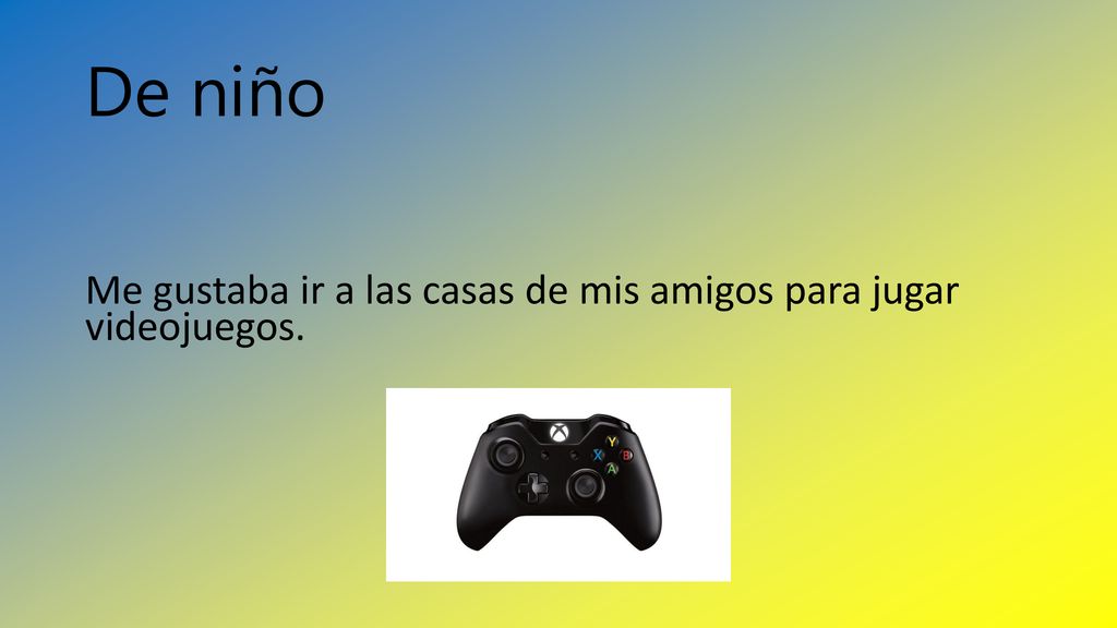 De niño Me gustaba ir a las casas de mis amigos para jugar videojuegos.