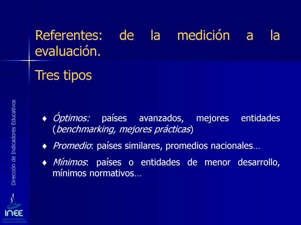 Referentes: de la medición a la evaluación. Tres tipos