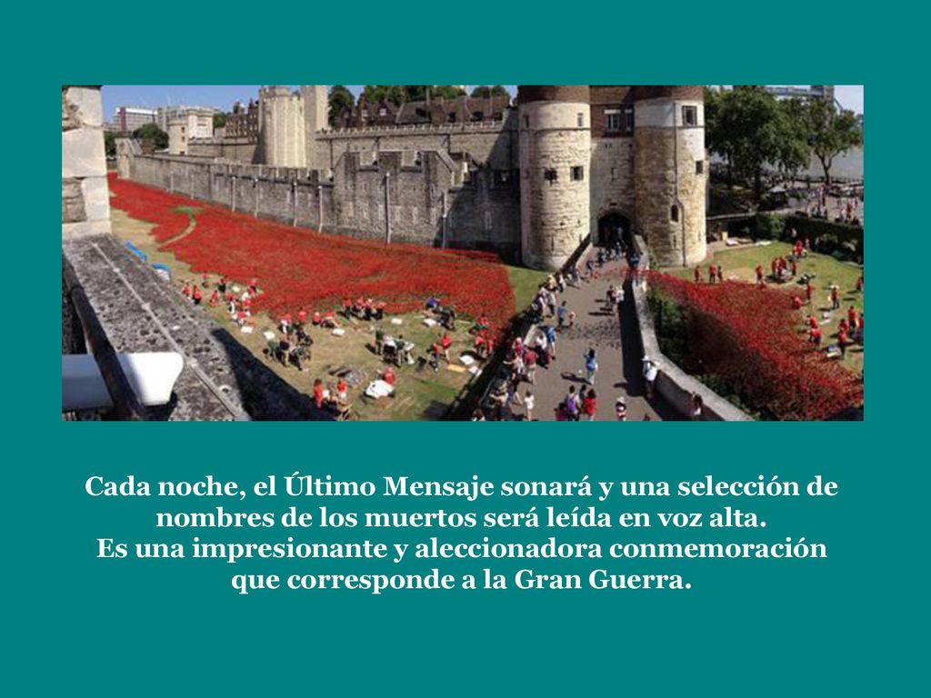 Cada noche, el Último Mensaje sonará y una selección de nombres de los muertos será leída en voz alta.