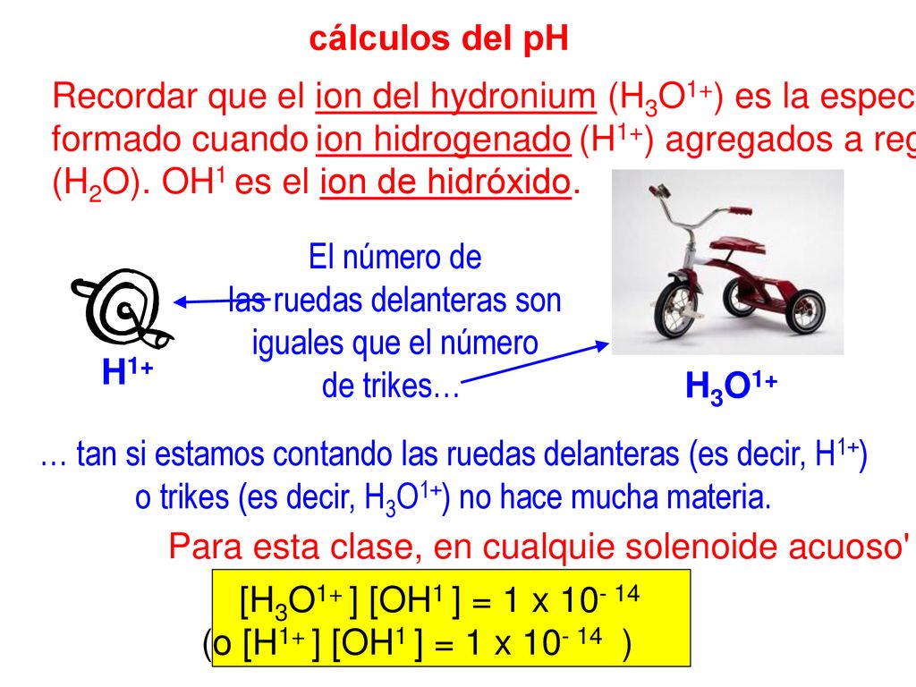 Recordar que el ion del hydronium (H3O1+) es la especie