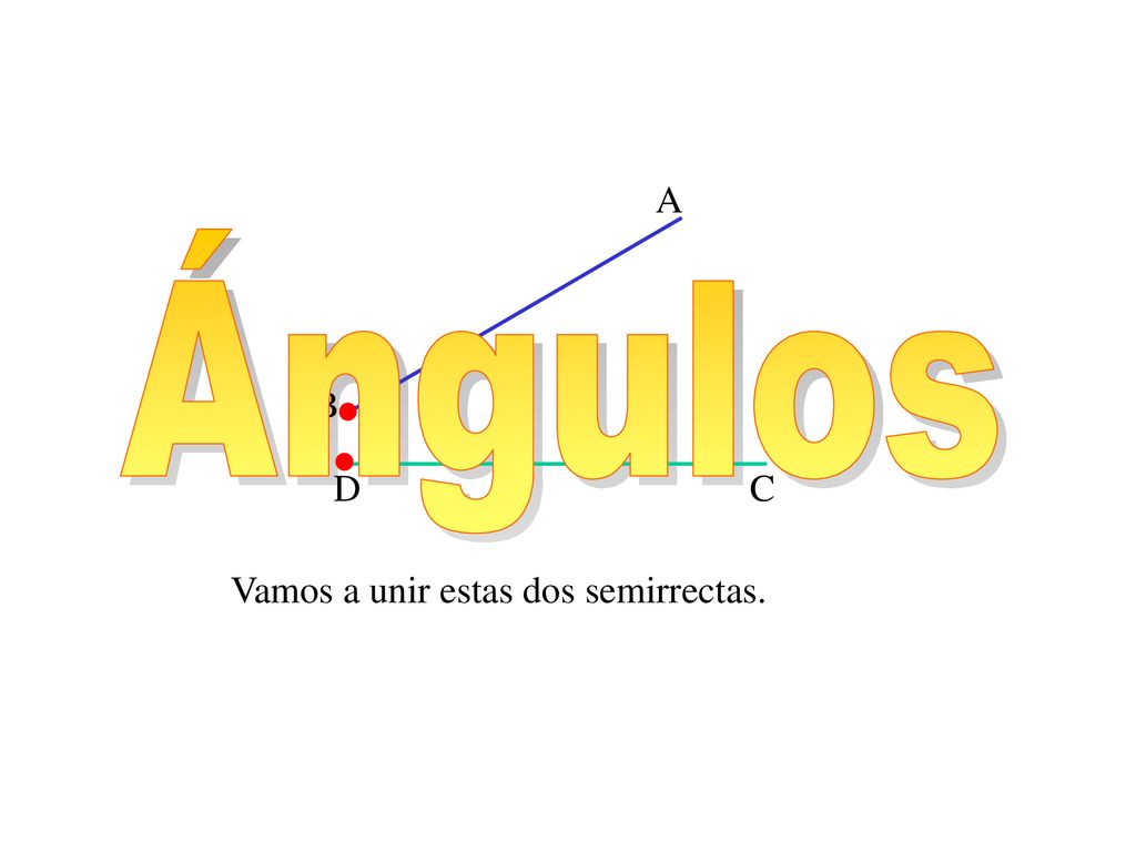A B Ángulos Ángulos D C Vamos a unir estas dos semirrectas.
