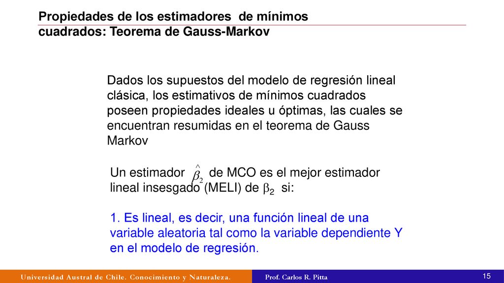 Propiedades de los estimadores de mínimos cuadrados: Teorema de Gauss-Markov