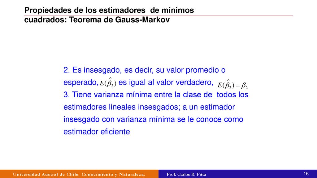 Propiedades de los estimadores de mínimos cuadrados: Teorema de Gauss-Markov
