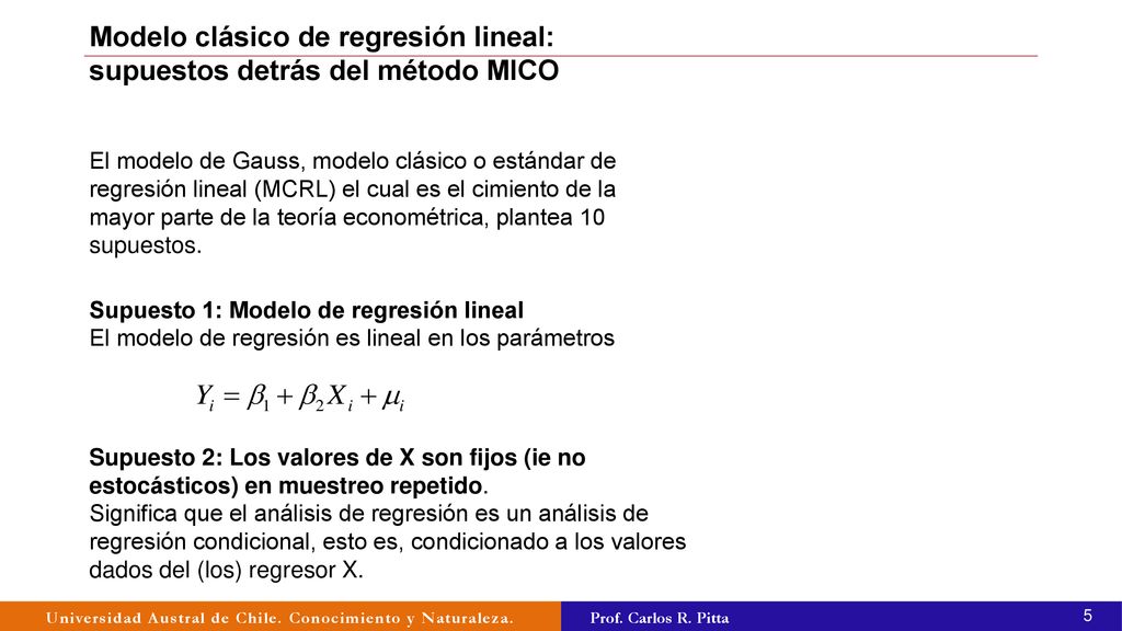 Modelo clásico de regresión lineal: supuestos detrás del método MICO