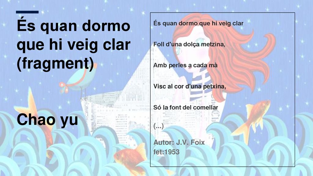 És quan dormo que hi veig clar (fragment) Chao yu