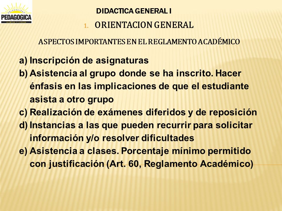Didactica General I ORIENTACION GENERAL