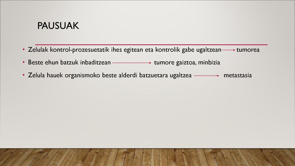 Pausuak Zelulak kontrol-prozesuetatik ihes egitean eta kontrolik gabe ugaltzean tumorea.